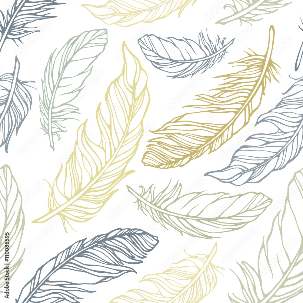 Seamless pattern with decorative feathers Seamless pattern with decorative feathers
