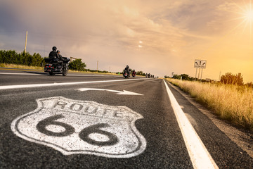 Aluminium schilderij Route 66 Historisch Route 66 verkeersbord  © beatrice prève