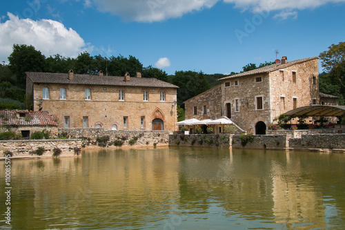 Photo of Bagno Vignoni thermal baths in Val d'Orcia, Tuscany. 