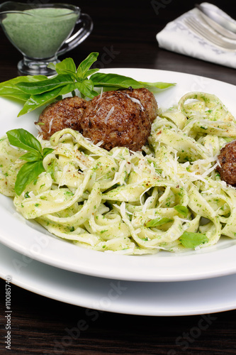 Meatballs with pasta sauce avocado