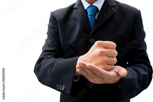 Businessman put his fist on his palm