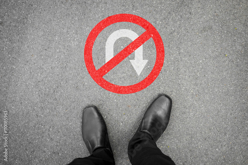 Black shoes standing at the point of no return