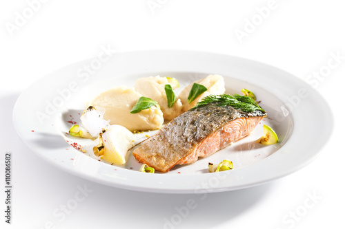 Salmon Steak with Mashed Potato