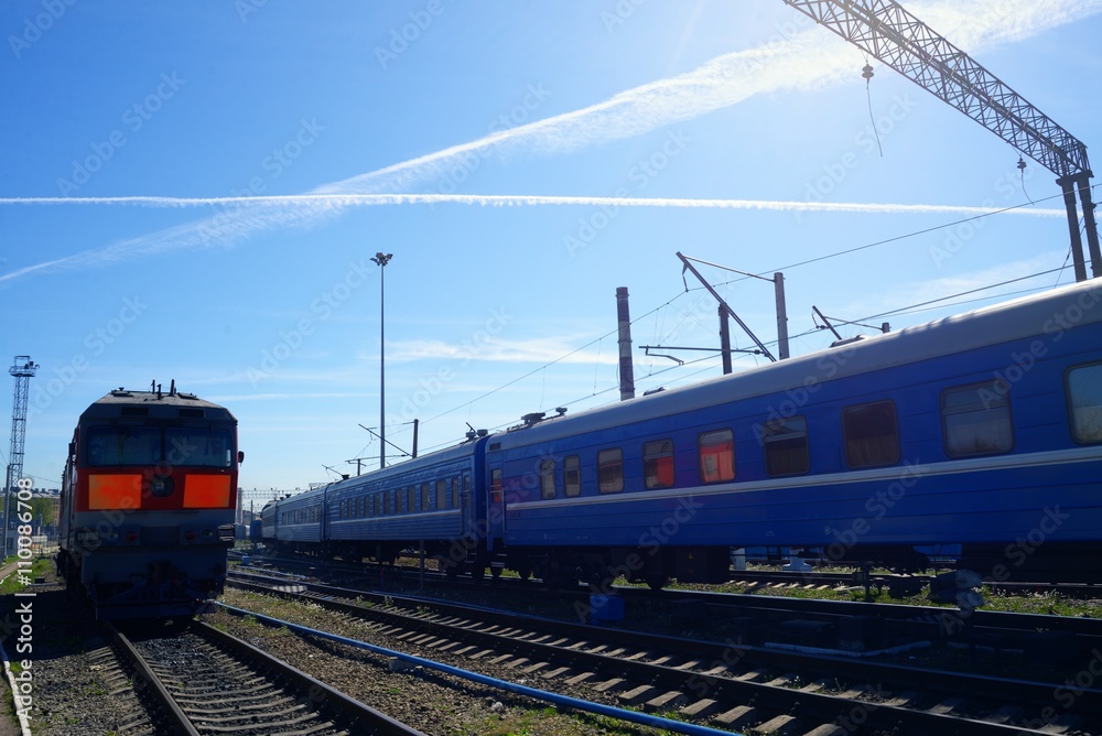 Locomotive train on rails
