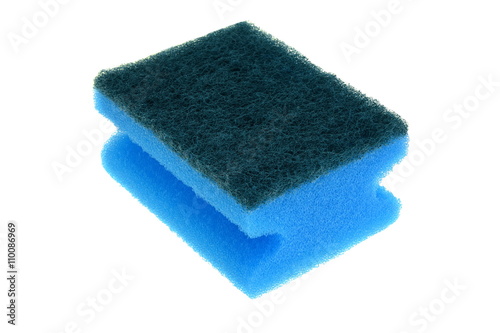 Blue Kitchen Sponge Isolated On White Background