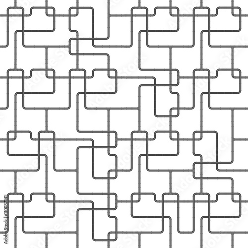 Pipeline. Abstract geometric design of tubes. Architectural metal structure. Abstract industrial background. Vector seamless geometric pattern. Polygons. Modern industrial texture. Abstract 3D pattern