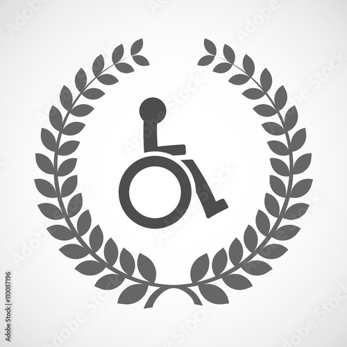 Isolated laurel wreath icon with  a human figure in a wheelchair