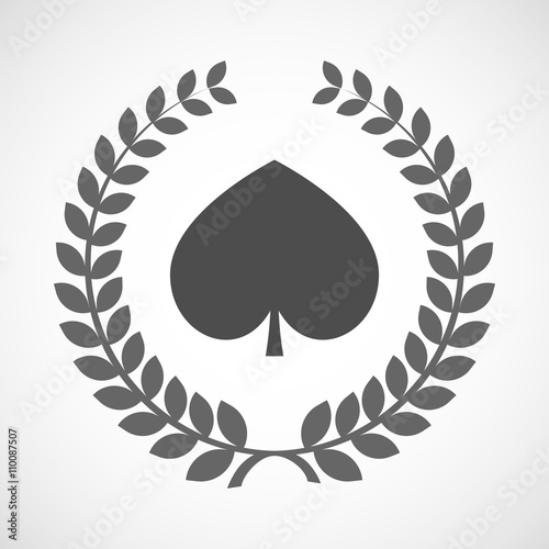 Isolated laurel wreath icon with  the  spade  poker playing card