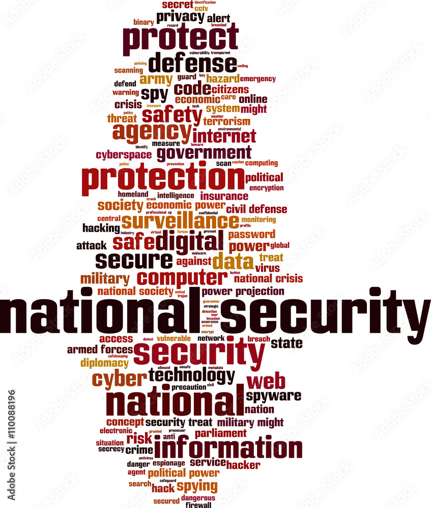 National security word cloud concept. Vector illustration