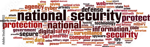 National security word cloud concept. Vector illustration