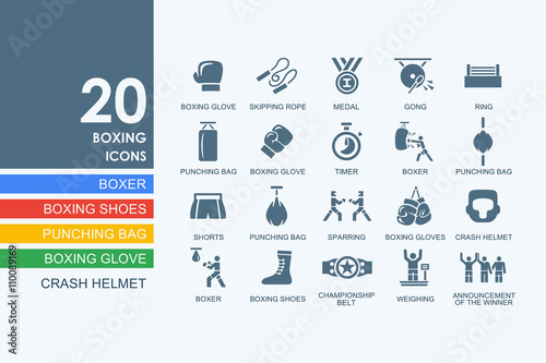 Set of boxing icons