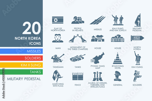Set of North Korea icons