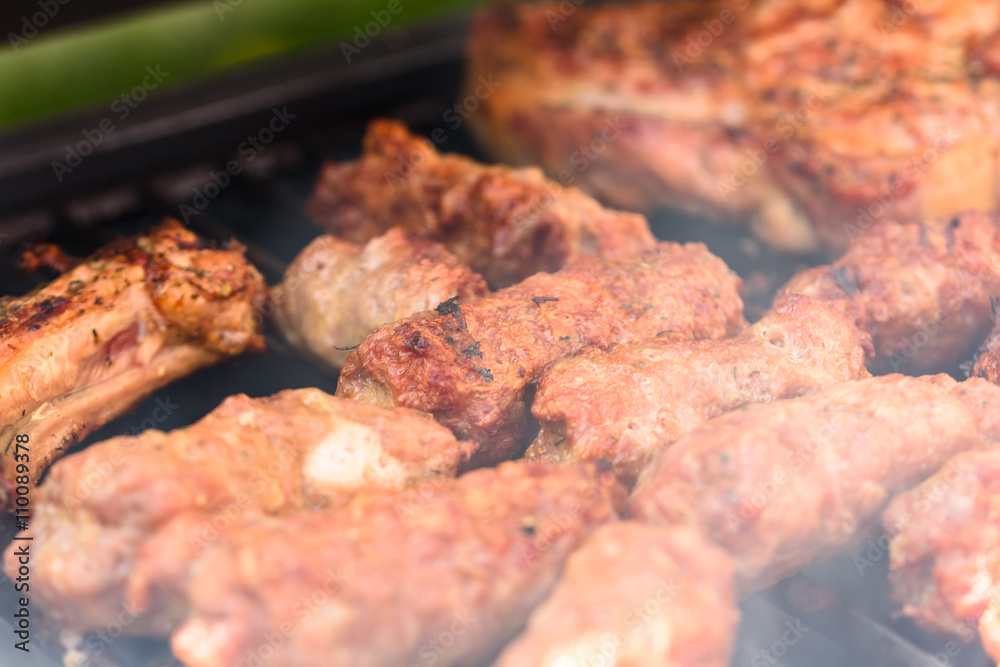 Traditional Romanian Barbecue With Pork Meat Rolls (Mici Or Mititei)