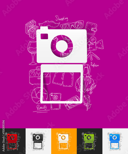 photo paper sticker with hand drawn elements