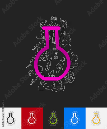 tube paper sticker with hand drawn elements