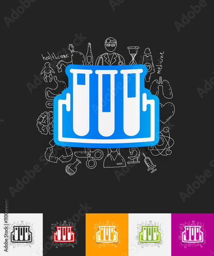 tube paper sticker with hand drawn elements