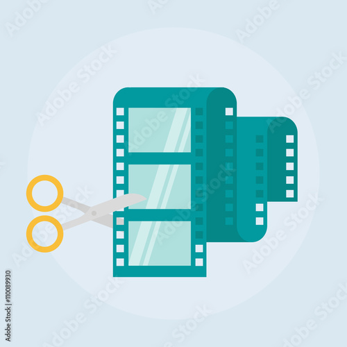 Video editing flat vector icon