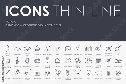 Music Thin Line Icons