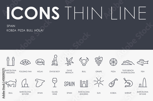 Spain Thin Line Icons