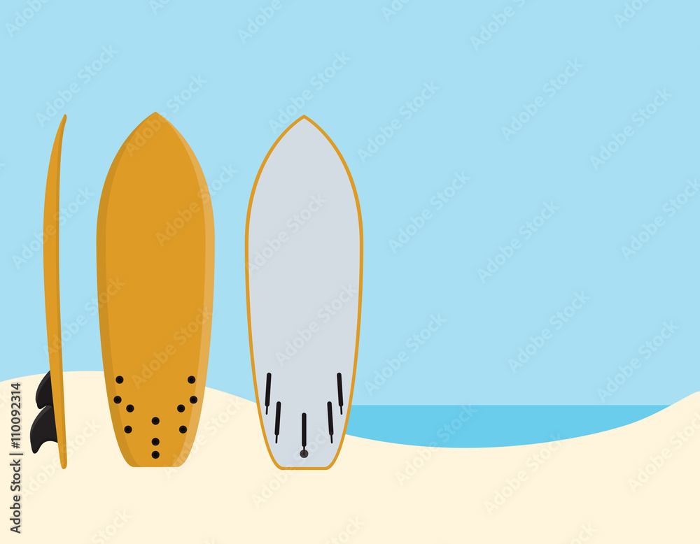 surf surfing board stand near beach with sea and sky vector illustration surf surfing board stand near beach with sea and sky vector illustration