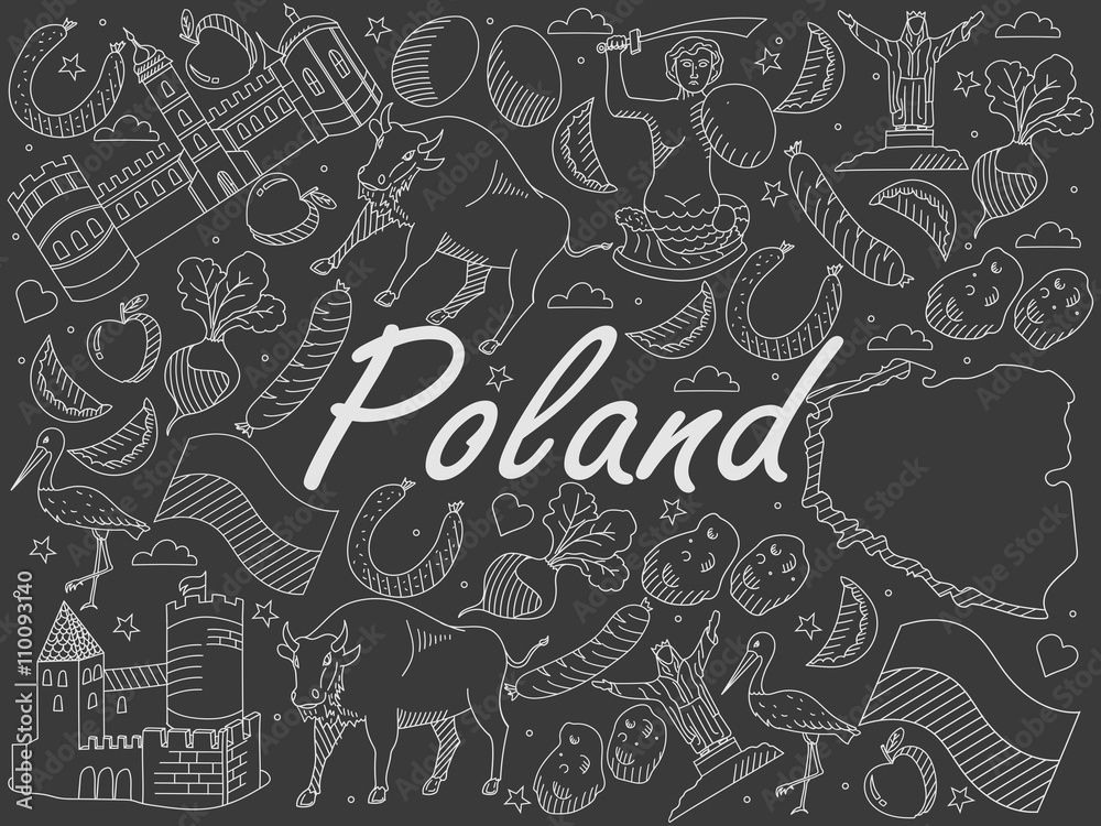 Poland chalk vector illustration