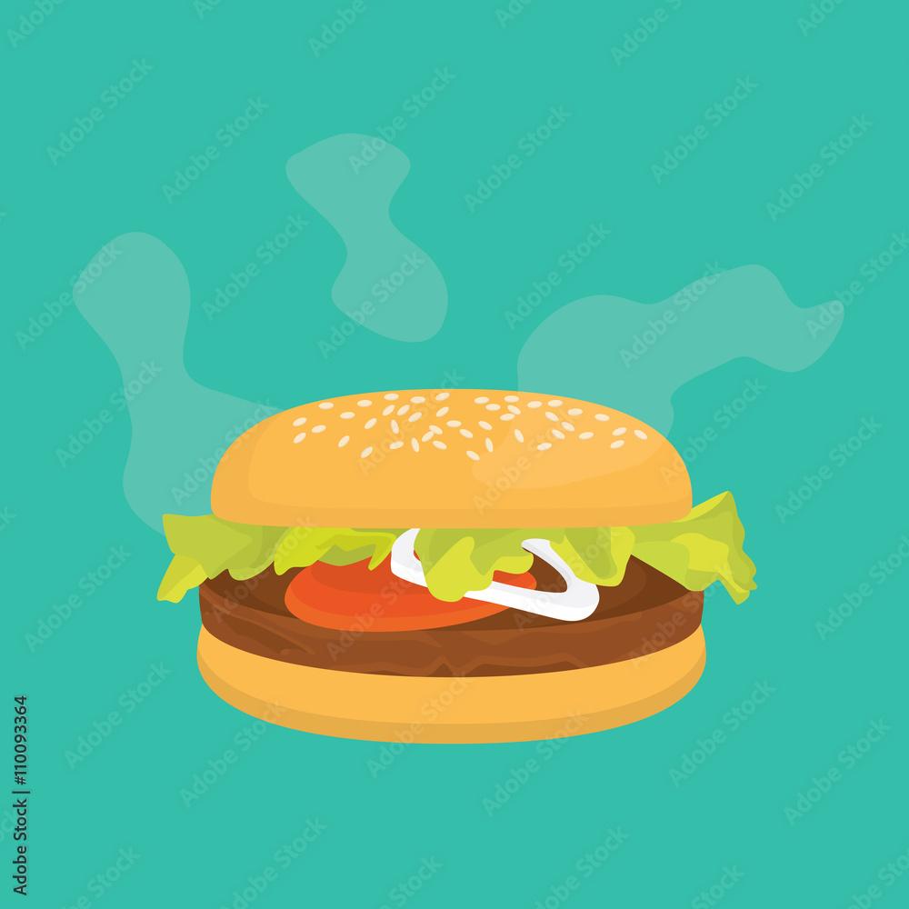 hamburger single isolated still warm with vector and flat style illustration hamburger single isolated still warm with vector and flat style illustration