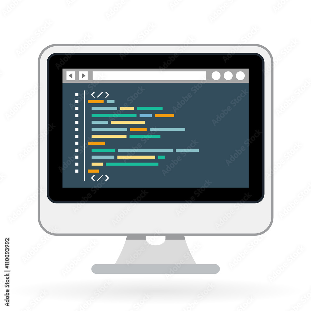 Programming and coding icon - website development on screen Programming and coding icon - website development on screen