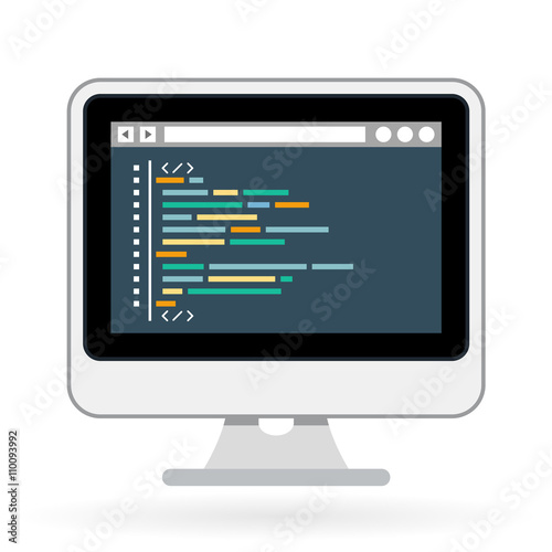 Programming and coding icon - website development on screen