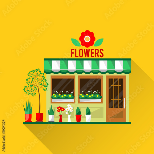 Illustration of a flowers shop. 