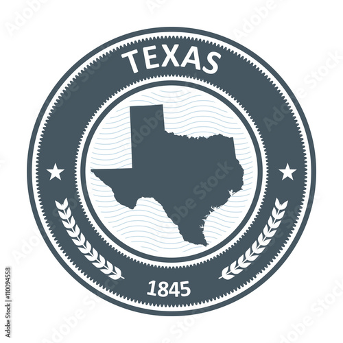 Texas stamp with state map silhouette