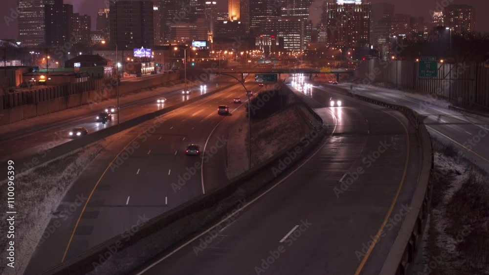 Traffic from busy downtown city area of Minneapolis.
