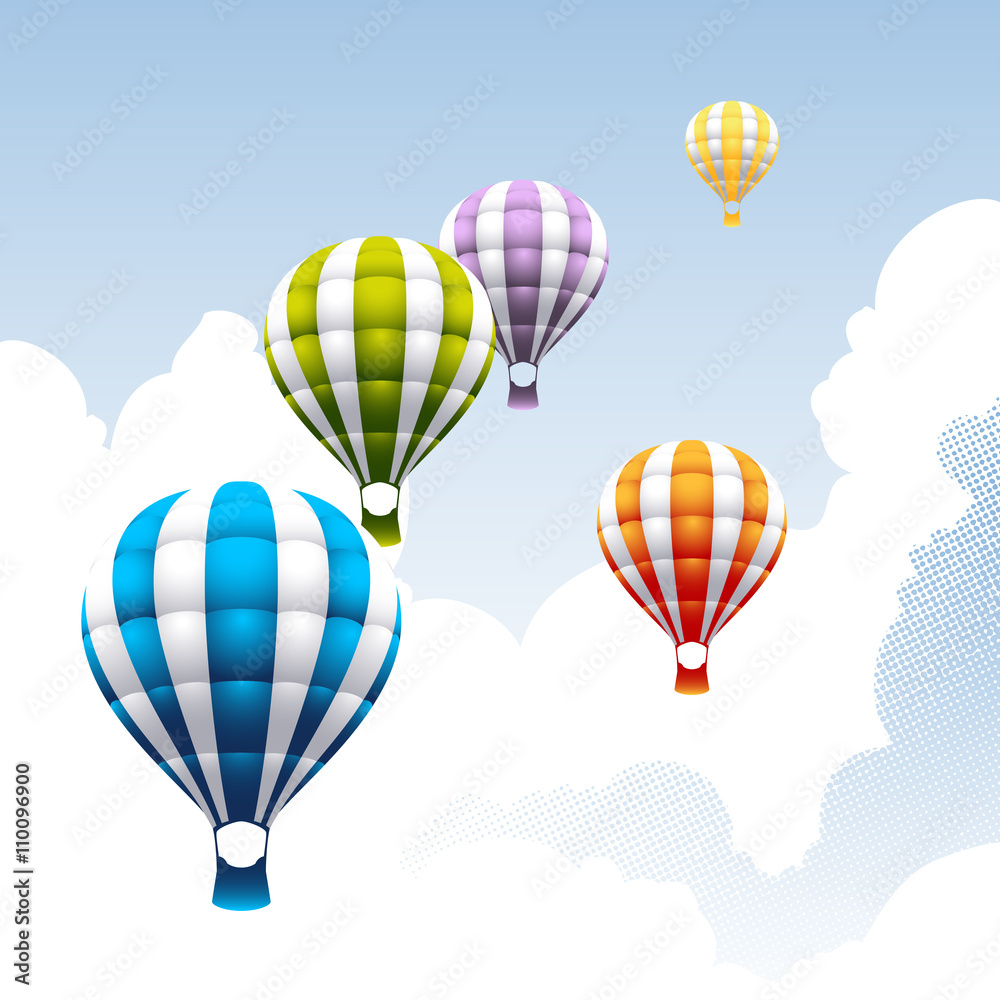 Naklejka premium Hot air balloon in the sky