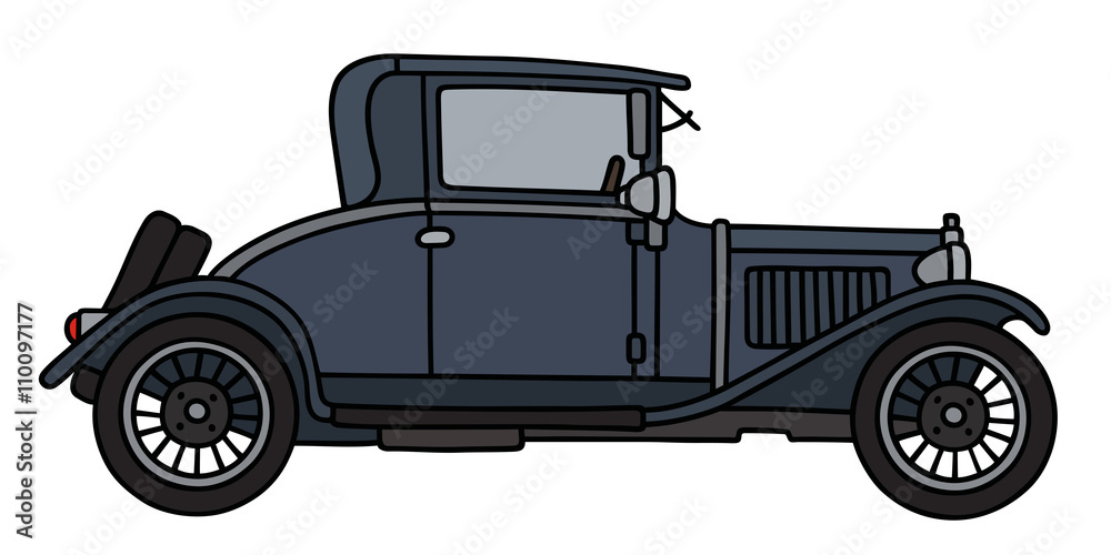 Vintage dark coupe / Hand drawing, vector illustration