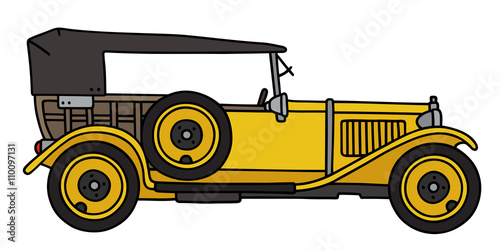 Vintage yellow car / Hand drawing, vector illustration