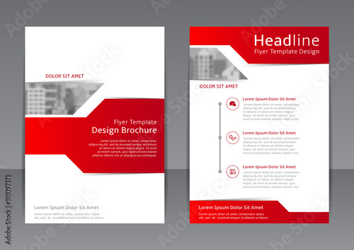 Vector design of the red and white flyer, cover and report with place for text. Vector template of brochure with place for picture for your business in A4 size.