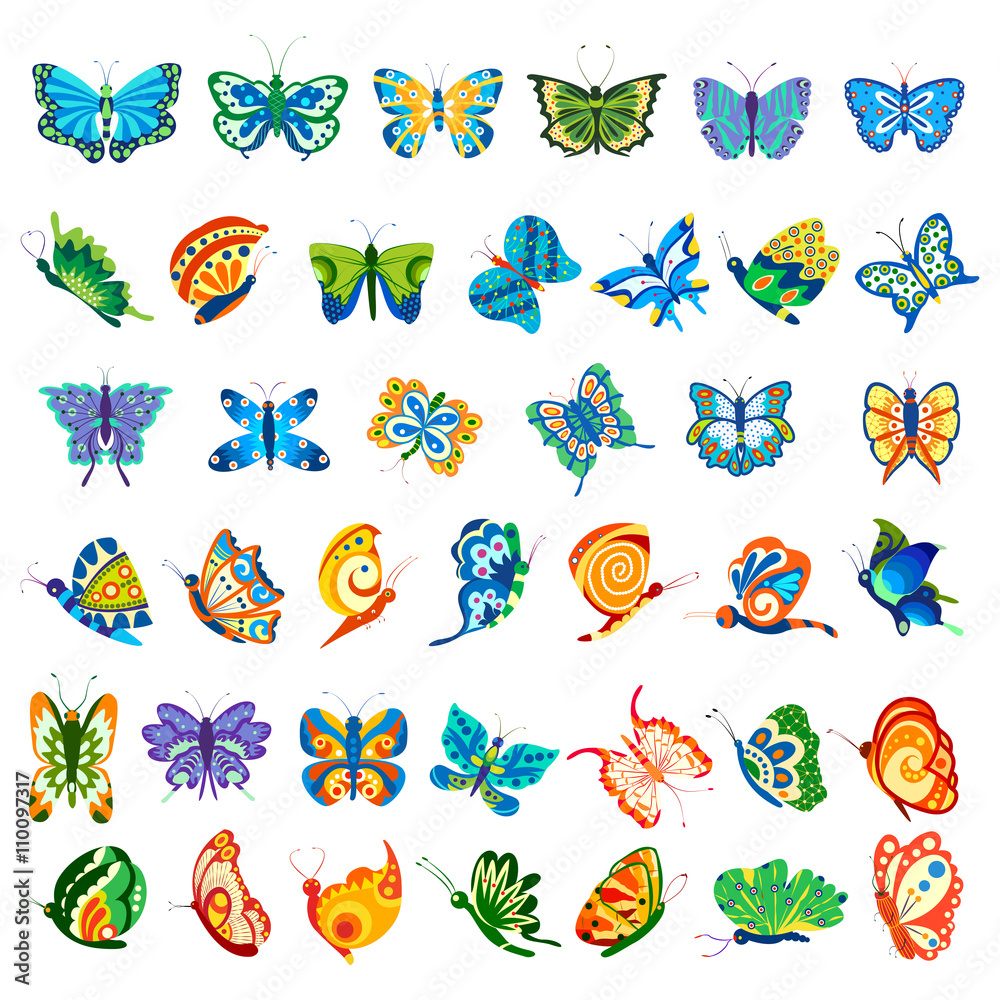 Obraz premium Collection of colorful Butterfly