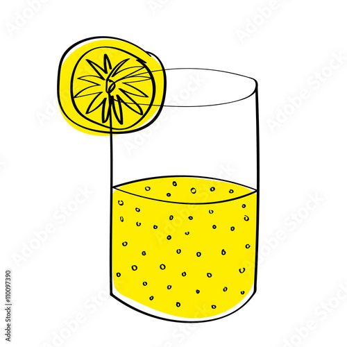 A glass half full or half empty of lemonade, depending on your point of view. With offset color for effect