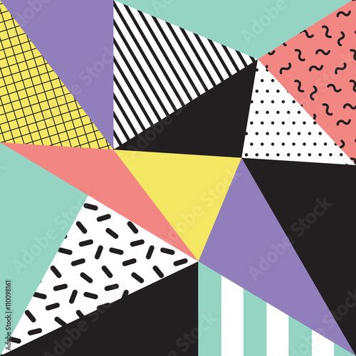 Retro memphis style background, 80s, 90s