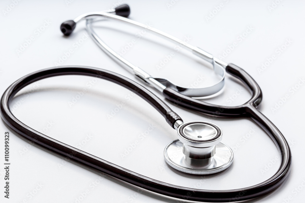 two disassembled stethoscope in white background two disassembled stethoscope in white background