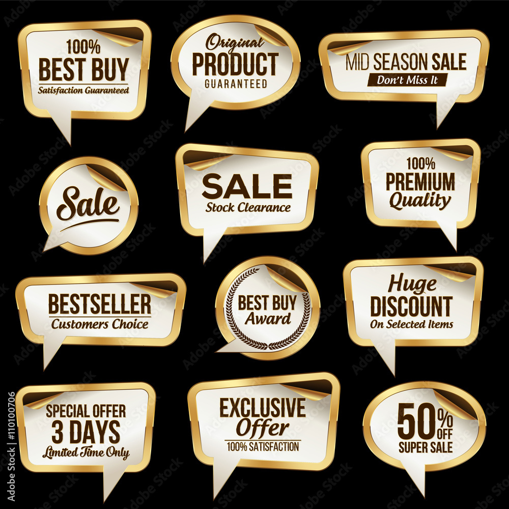 Obraz premium Luxury Sale Stickers Collection. Scroll Paper.