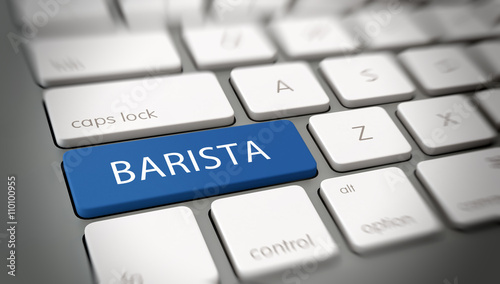 Word "BARISTA" on a key on a modern keyboard