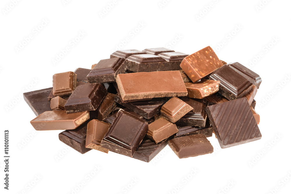 Chocolate isolated on white. without shadow