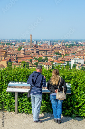 Bologna tourists aerial view sightsee emilia romagna italy