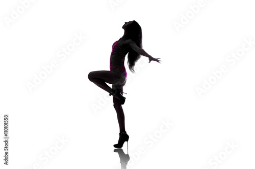 Silhouette of sexy dancer girl