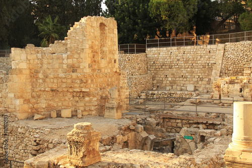 Excavated archeological ruins of the Pool of Bethesda and Byzantine Church.  Located in the Muslim Quarter in Old Jerusalem, Israel on the path of the Beth Zeta Valley. photo