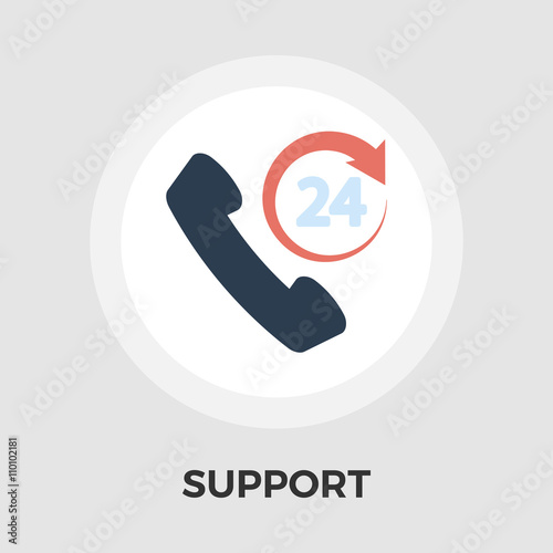 Support 24 hours flat icon