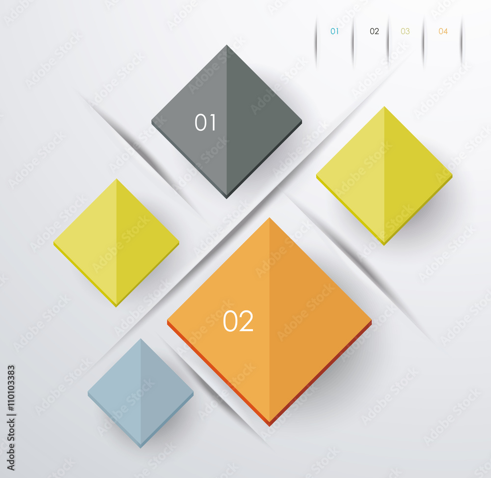 Modern infographics process template with 3d smooth squares. Modern infographics process template with 3d smooth squares.