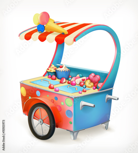 Ice cream trolley, vector icon