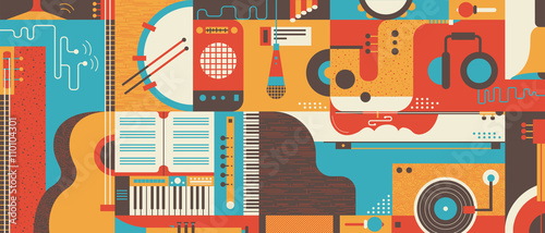 Abstract Music Background flat vector illustration photo
