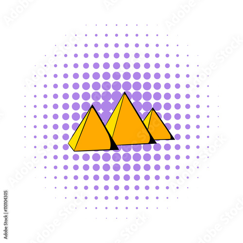Egyptian pyramids icon, comics style